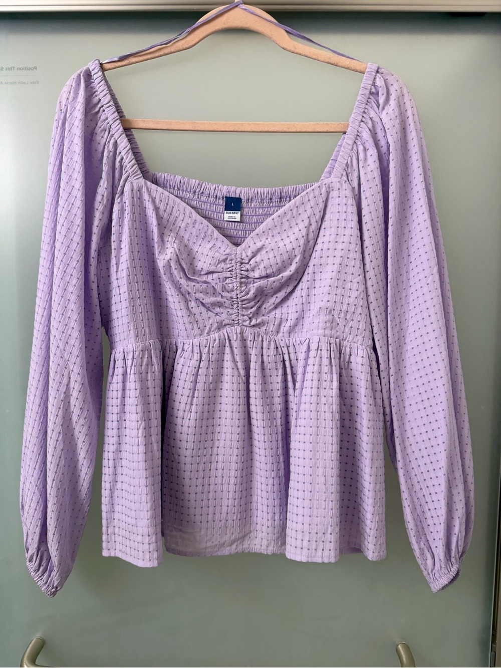 Old Navy Lavender Puff-Sleeve Peplum Blouse